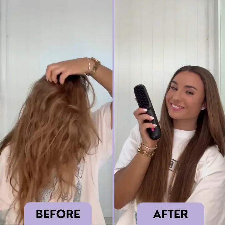 Side-by-side hair styling photos