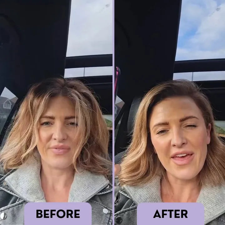 Side-by-side hair styling photos