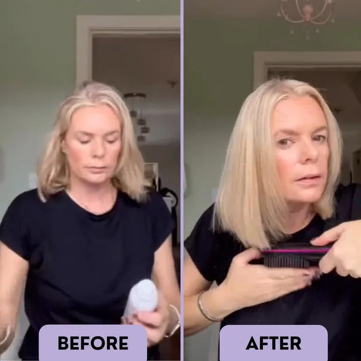 Side-by-side hair styling photos