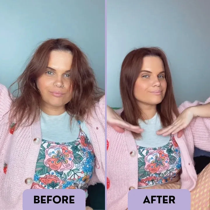 Side-by-side hair styling photos