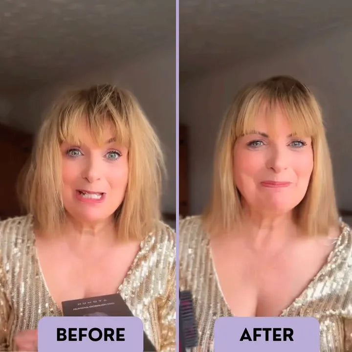 Side-by-side hair styling photos