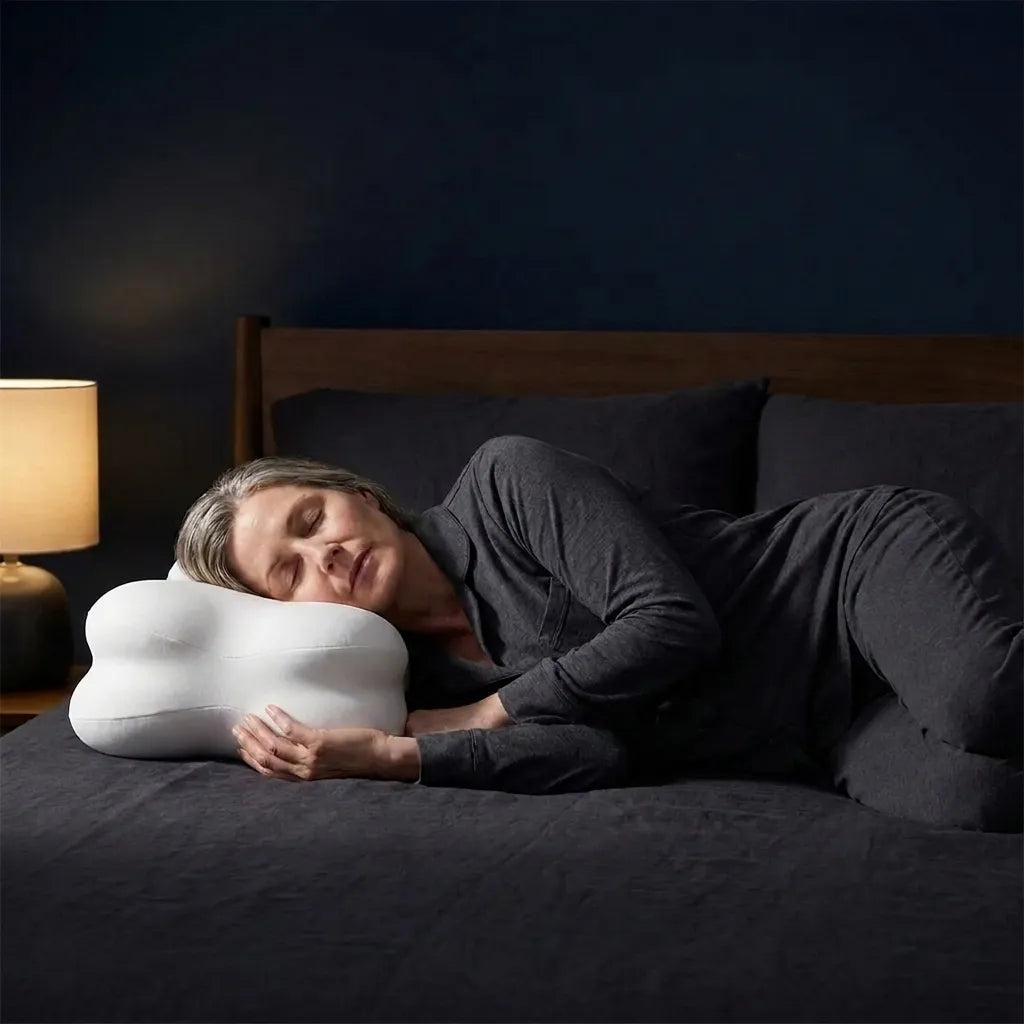 Illustration of soft cheek contact while lying on the side