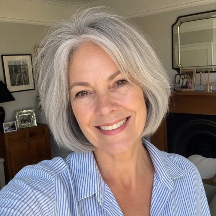 Gillian, a verified Volara buyer with a fuller silver bob