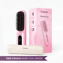 Pink Fenvie Go brush with box and pouch