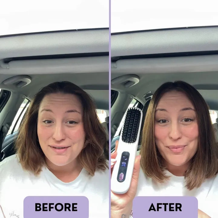 Side-by-side hair styling photos