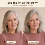 Woman over 60 before and after soft crown lift styling