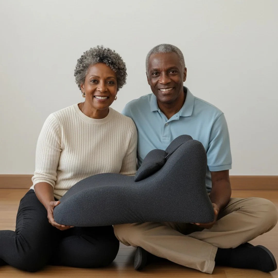 A couple holding the Restore Curve together